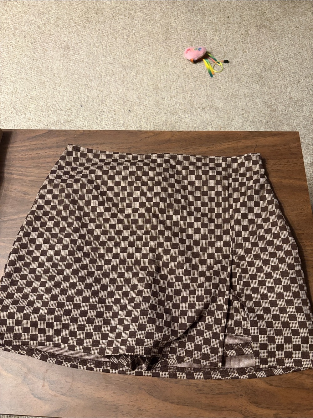 Altar'd State Brown & Cream Checked Mini Skirt